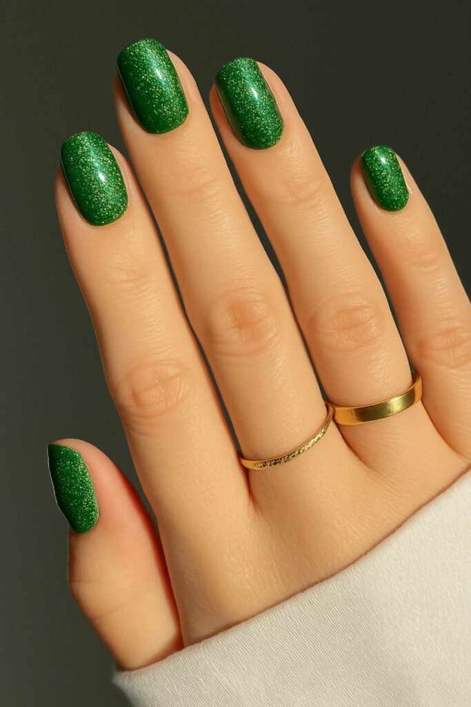 Glittery Green Nails