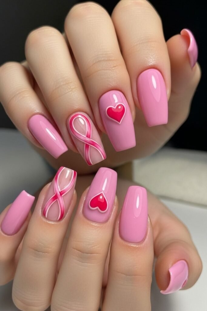 Glossy Pink With Ribbon And Heart Detail
