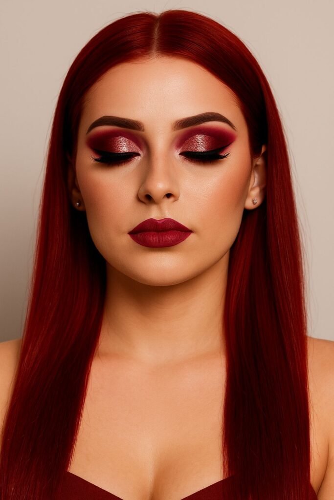 Gold and Cranberry Cut Crease