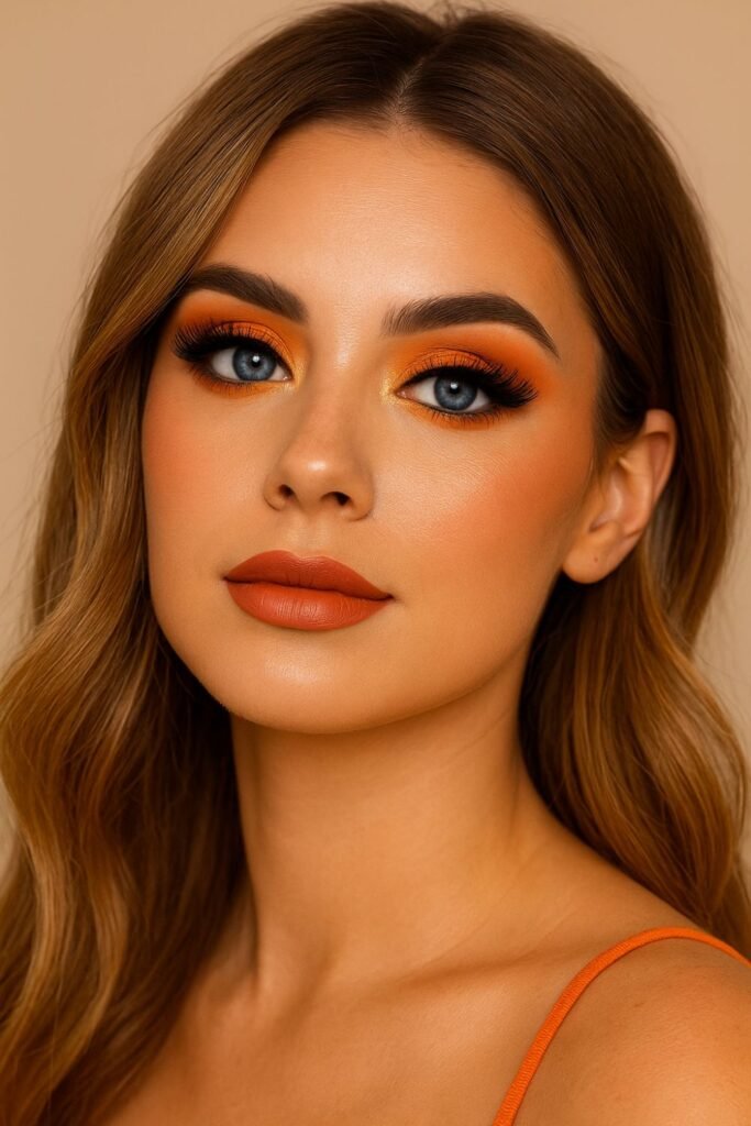 Golden Brown and Orange Festival Eyes