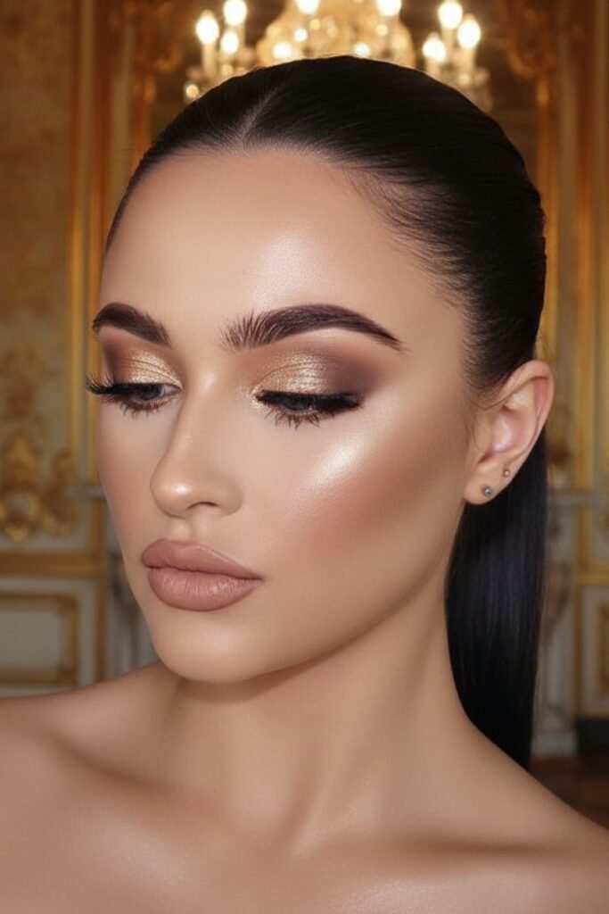 Golden Nude Shimmer Look