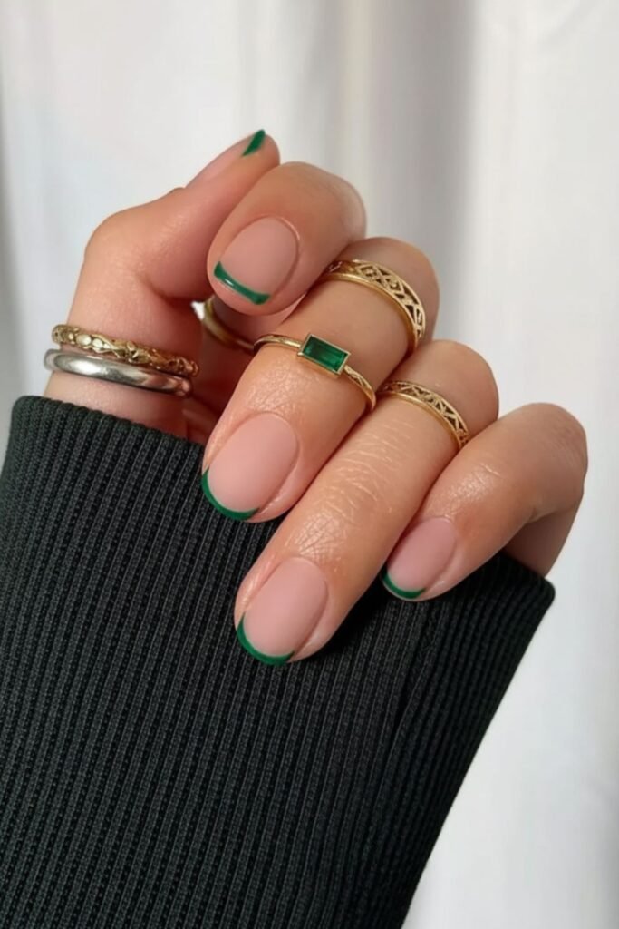 Green French Nails