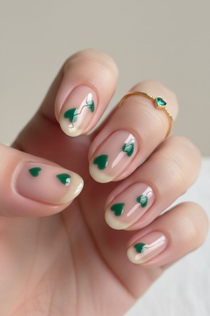 Green Heart Nails