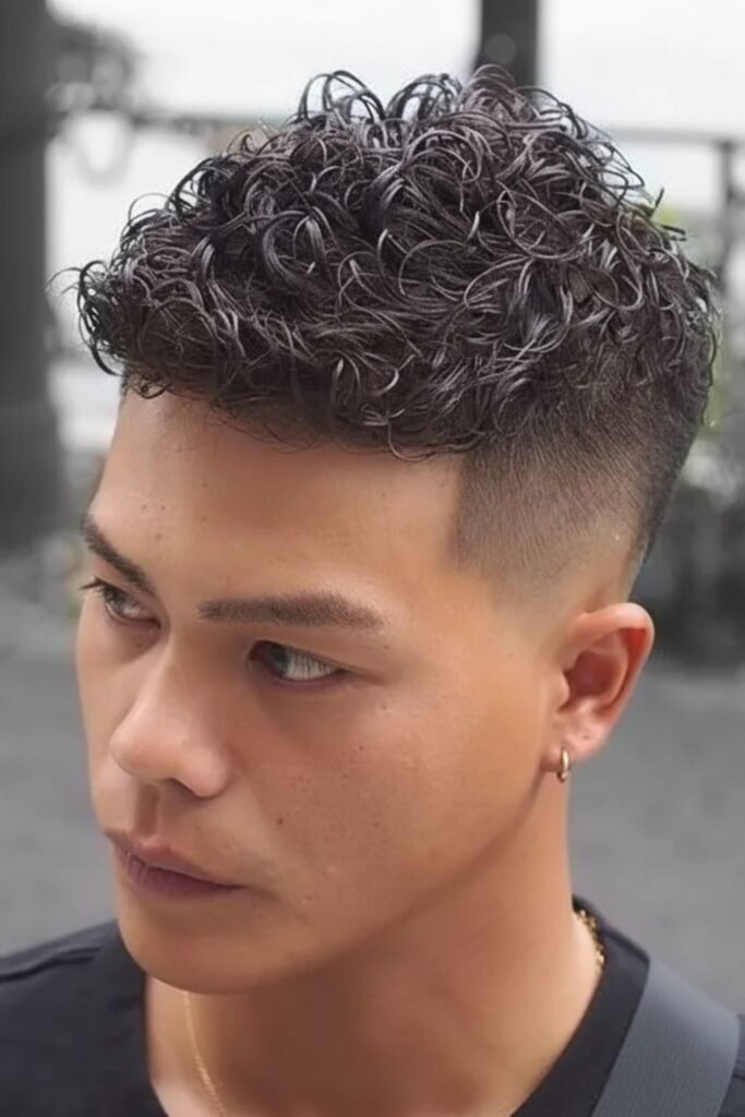 High Fade With Tight Curls