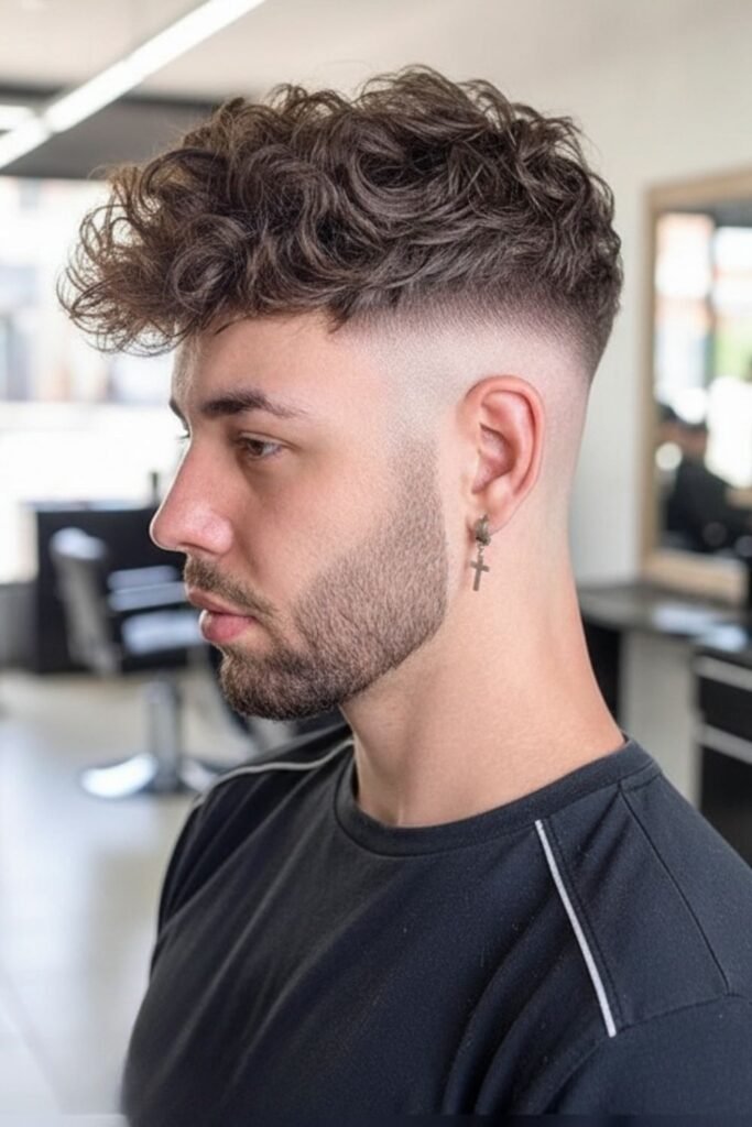 High Top Curly Fade Haircut