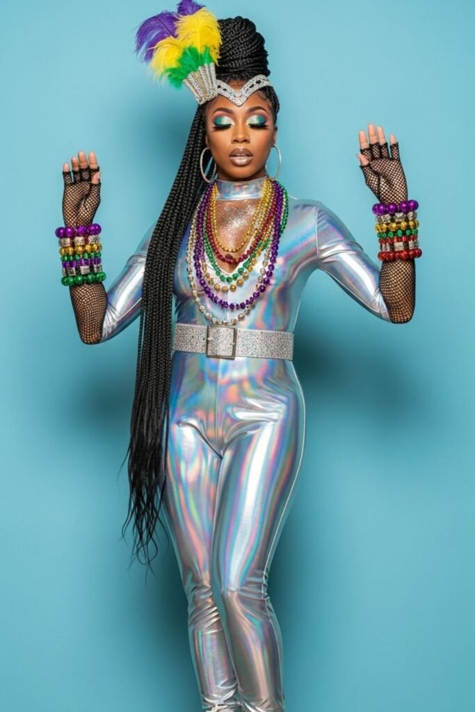 Holographic Catsuit & Platform Boots