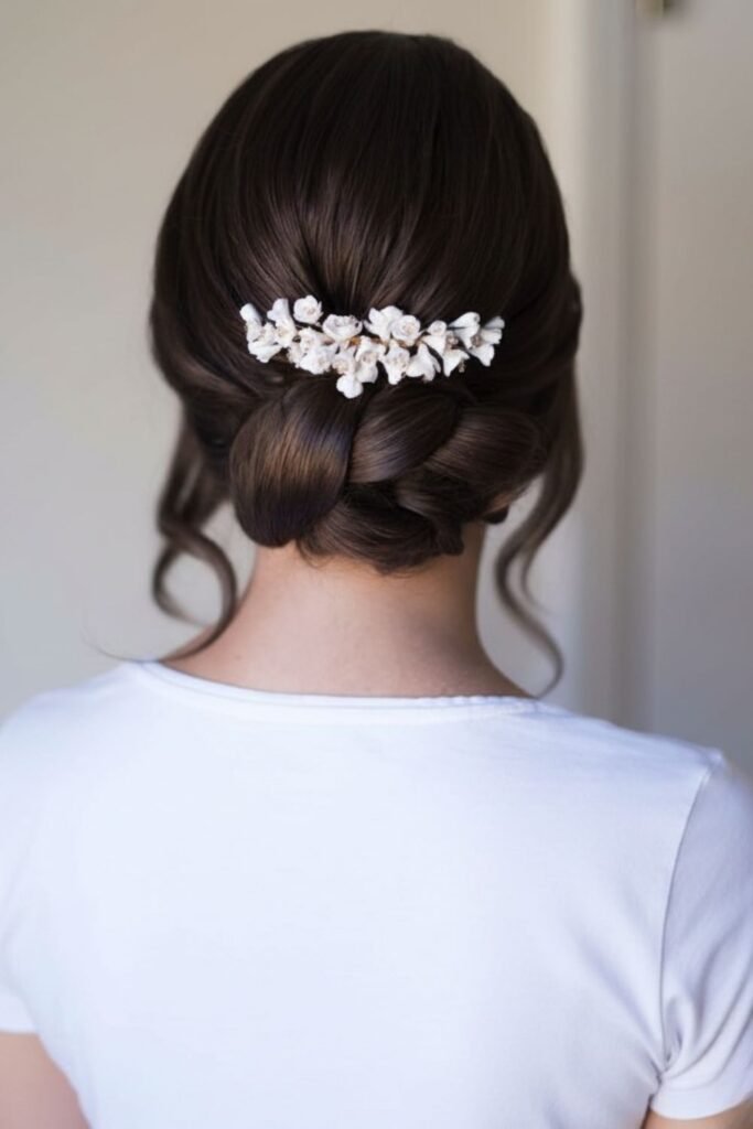 Low Chignon with Bridal Comb