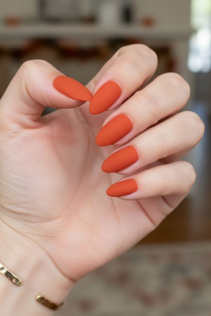 Matte Pumpkin Orange Nails