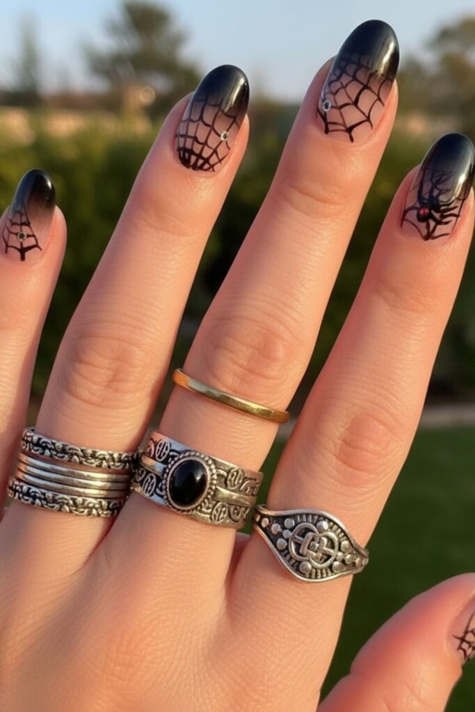 Ombré Spider Web Nails