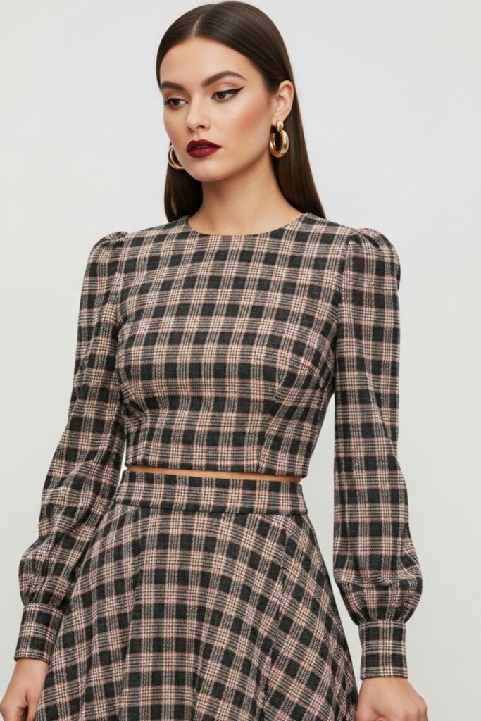 Plaid Two-Piece Dressy Thanksgiving Outfit Idea
