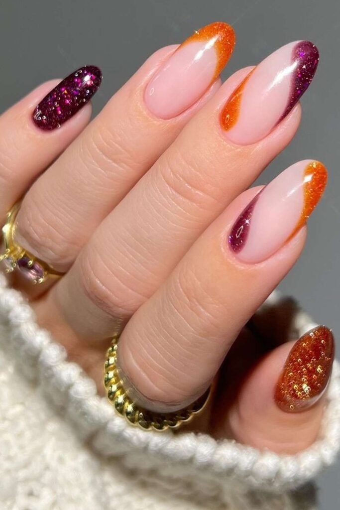 Pumpkin Spice Gradient Nails