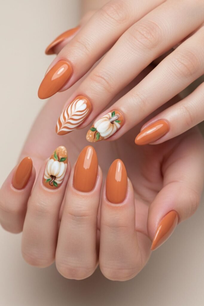 Pumpkin Spice Latte Nails