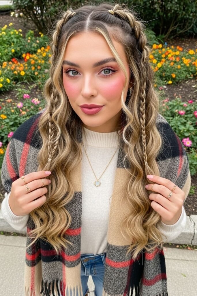 Rubber Band Braids With Curls
