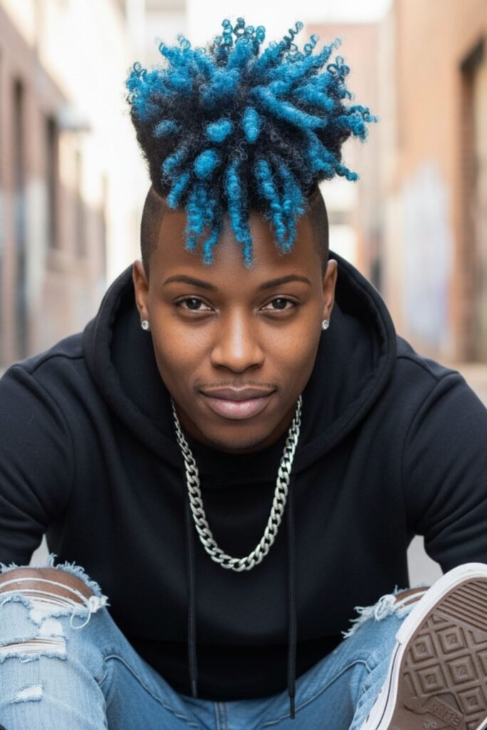 Shades Of Blue Frohawk Hairstyle