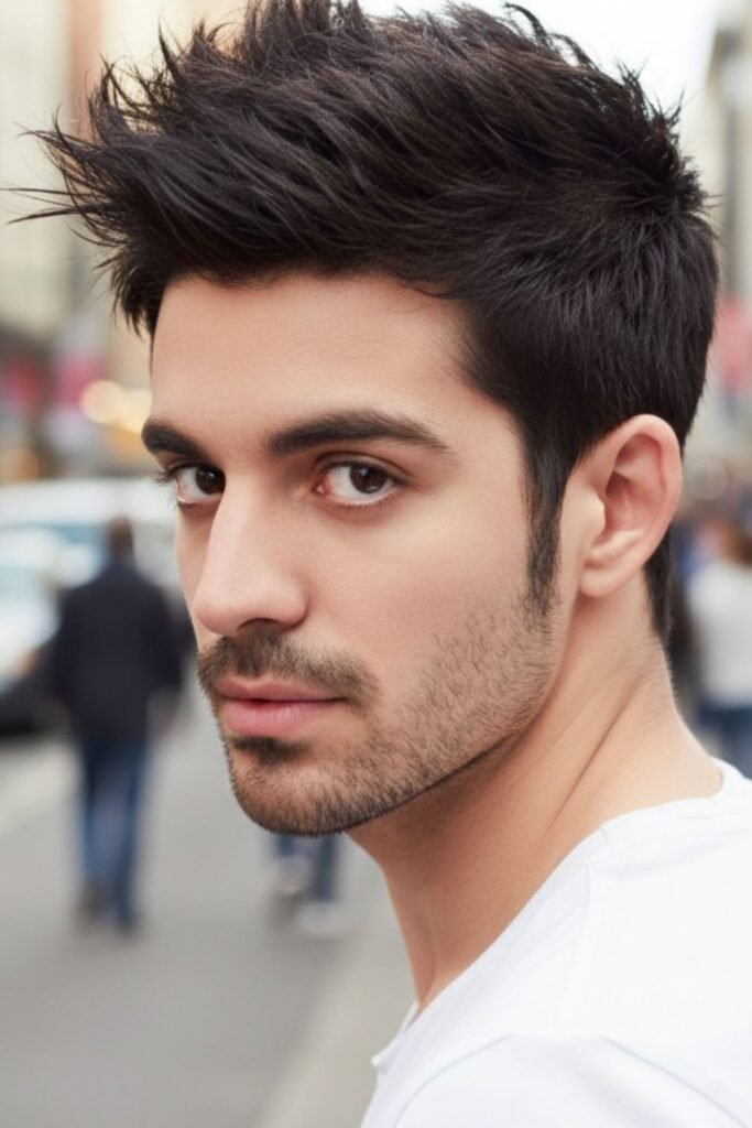 Sharp Sideburns with Light Stubble