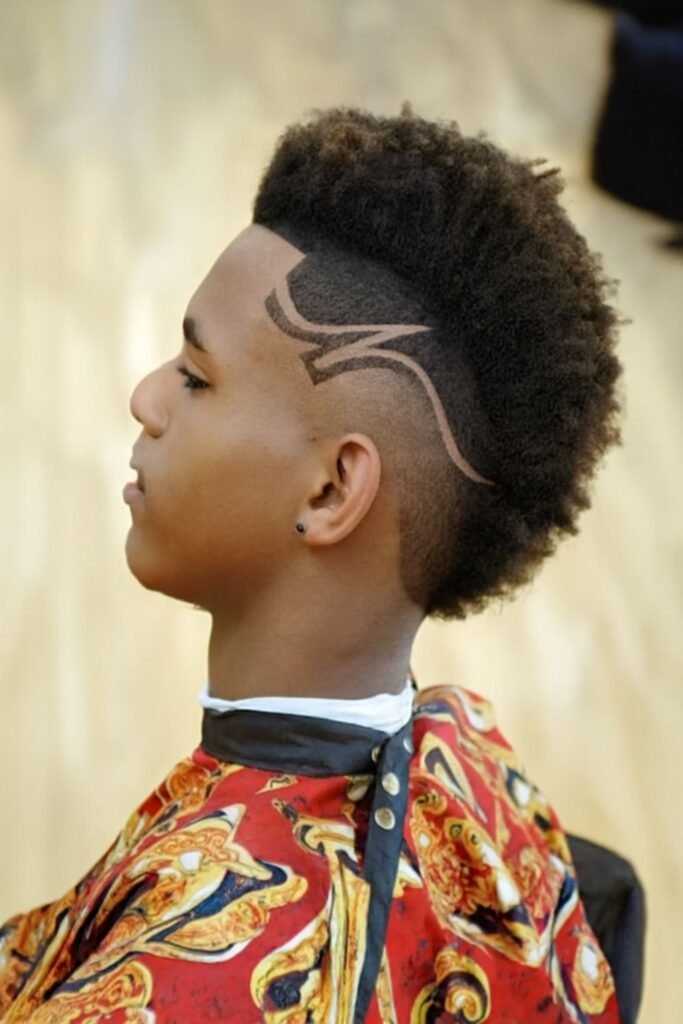 Short Frohawk Fade With Design