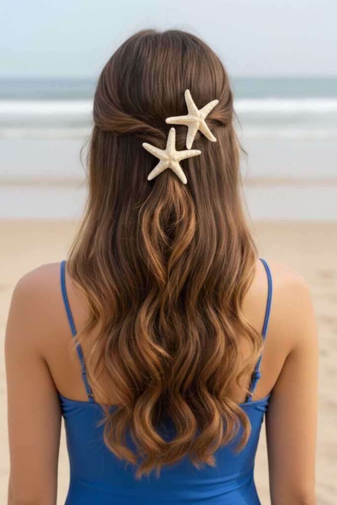 Shoulder-Length Waves with Starfish Clips