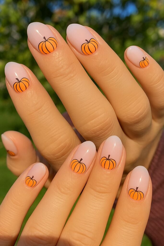 Simple Pumpkin Accent Nail