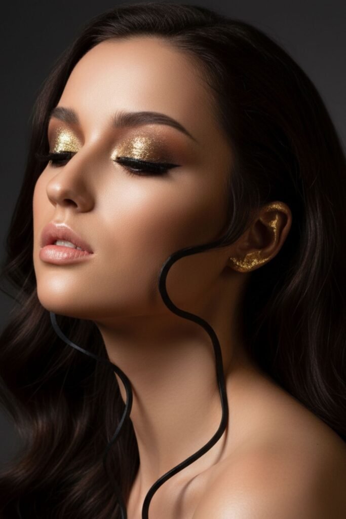 Soft Honey Gold Shimmer Look