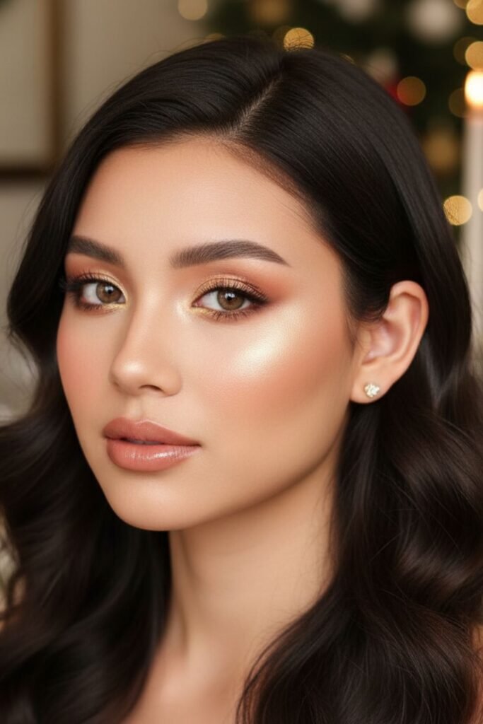 Soft Peach and Gold Holiday Glam 
