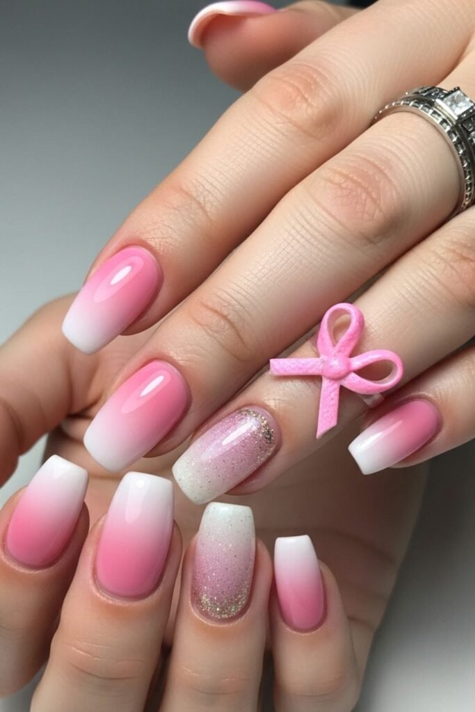 Soft Pink Ombre With Ribbon Accent