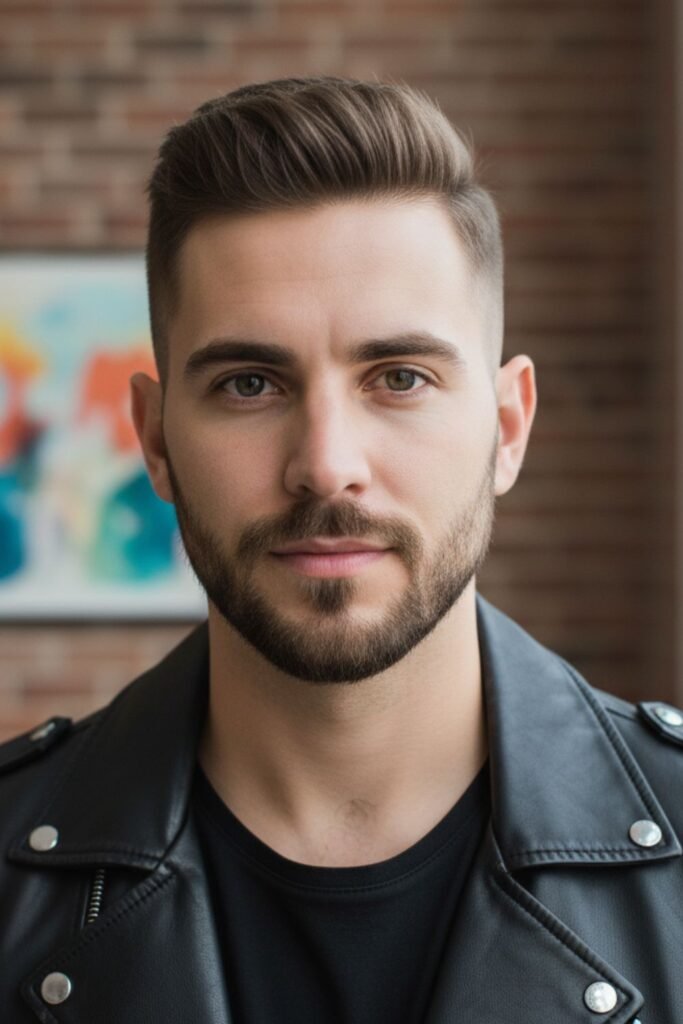 Straight Sideburns with Shadow Beard