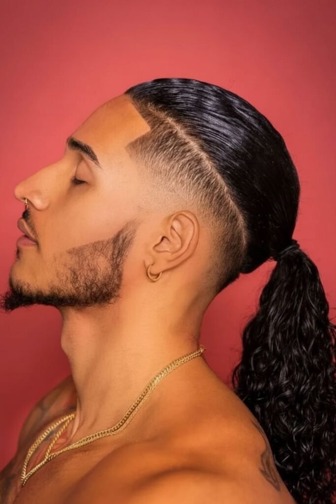Taper Fade Men Ponytail