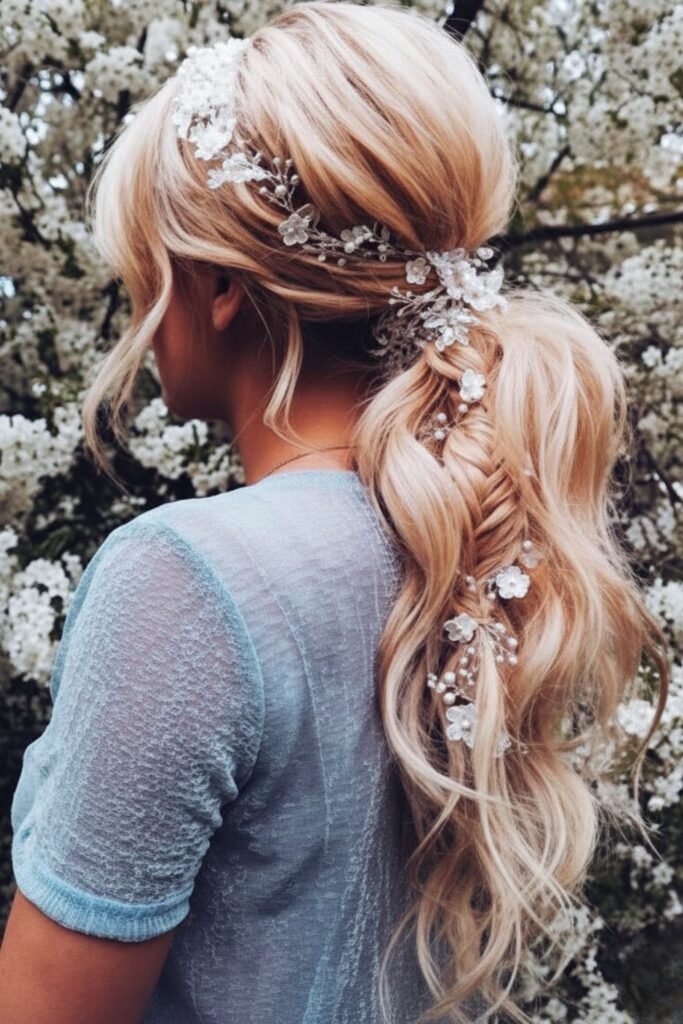 Twisted Ponytail with Beach Waves