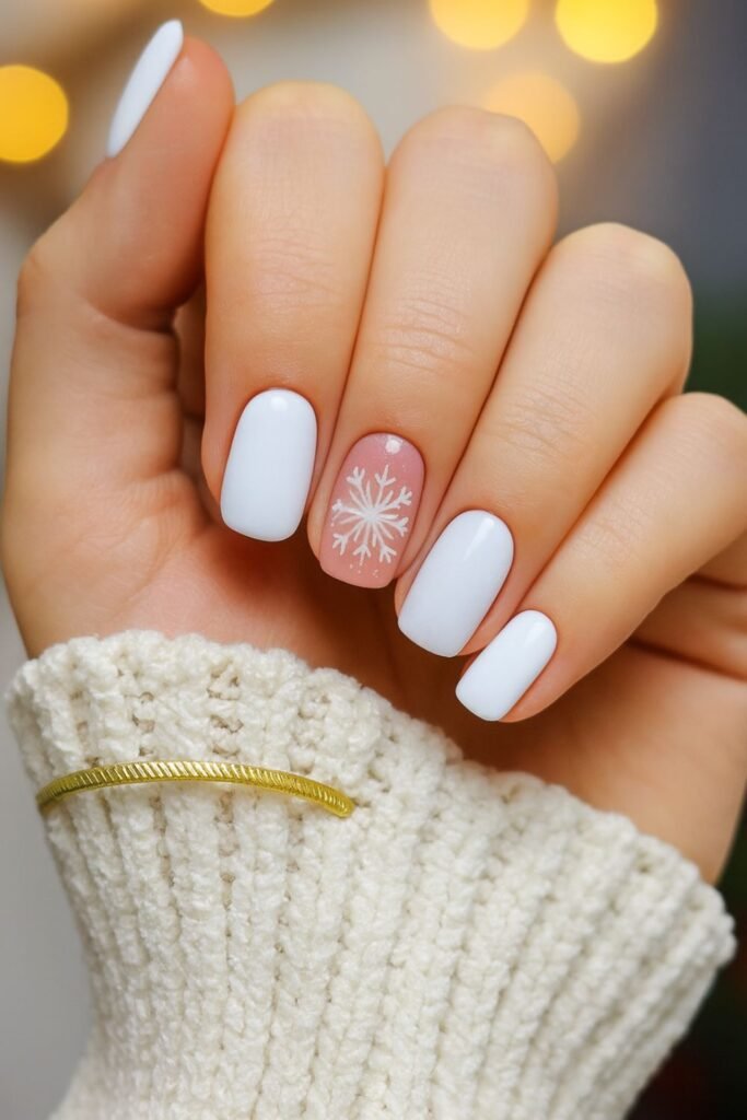 Winter Blush Christmas Nail Art