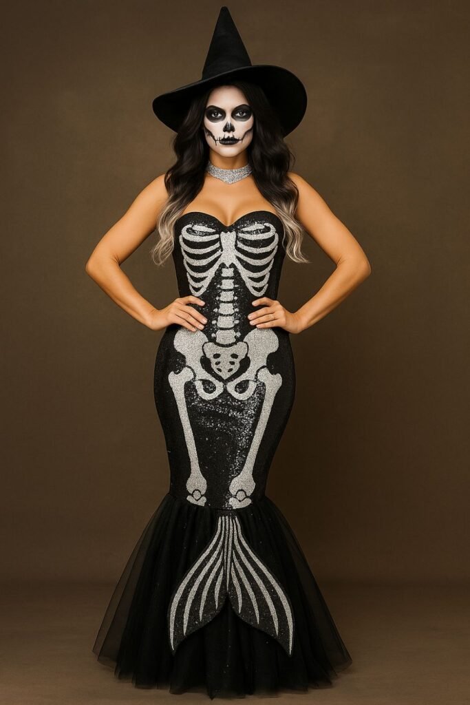 Women’s Glamour Skeleton Mermaid Costume 
