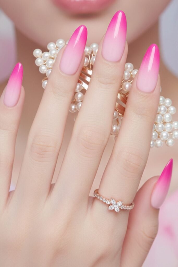 Barbiecore Gradient Nails