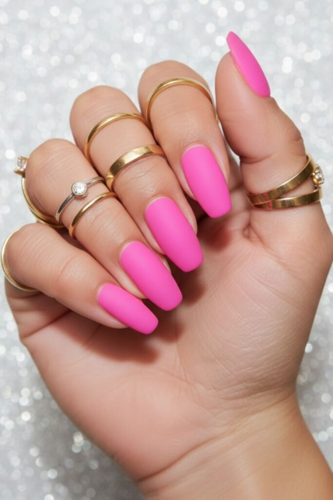 Barbiecore Matte Pink Nails