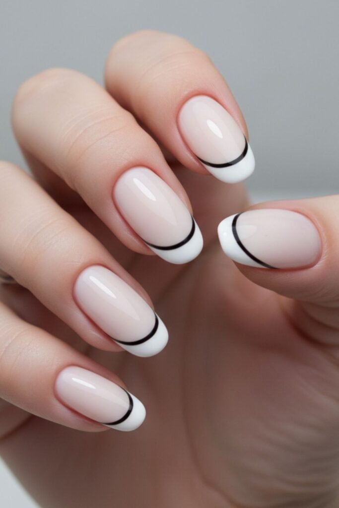 Black & White French Nails