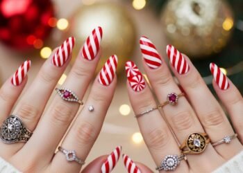 Candy Cane Nails for Christmas