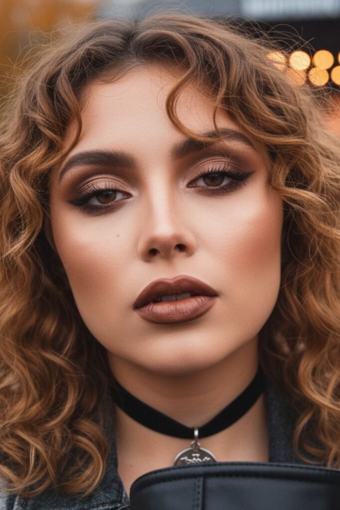 Chocolate Brown Grunge Makeup Look