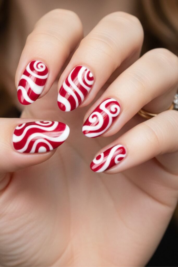 Christmas Swirl Nails