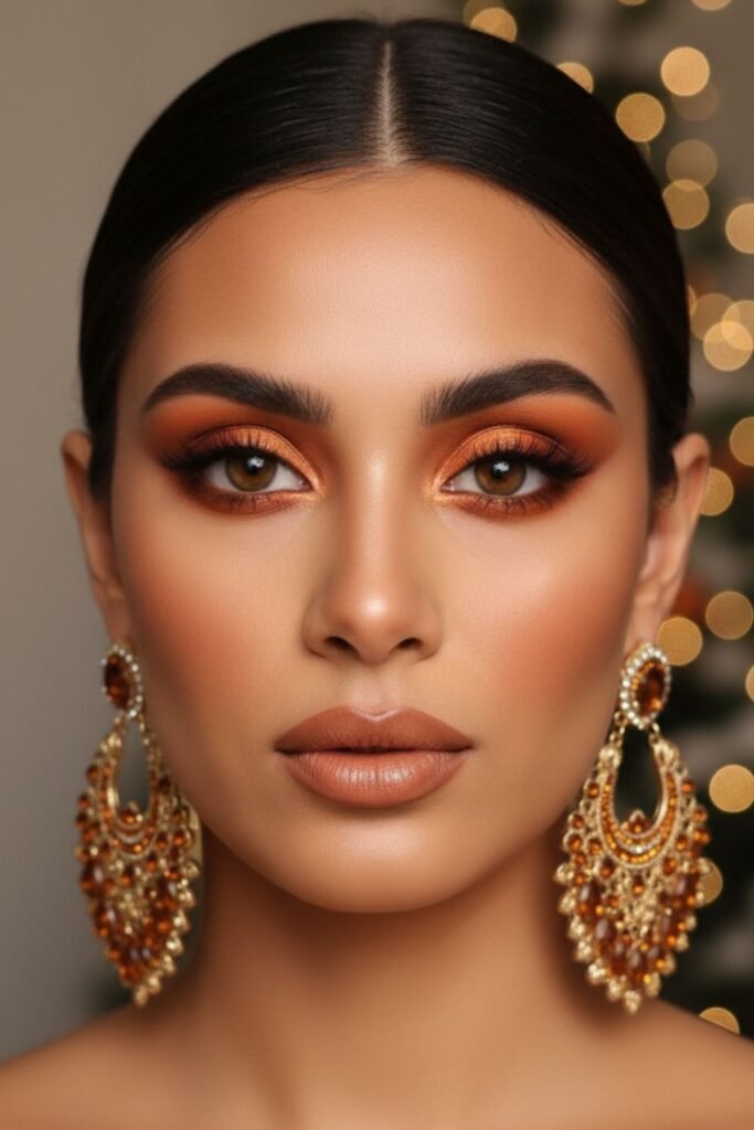 Cinnamon Brown and Orange Glam Look