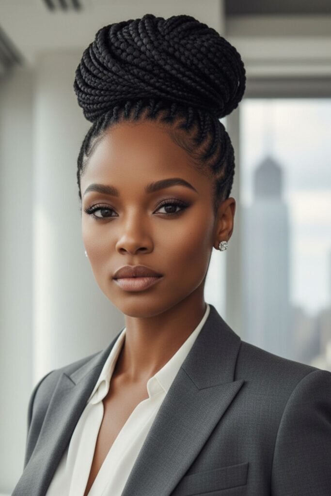 Feed-In Braids with High Bun