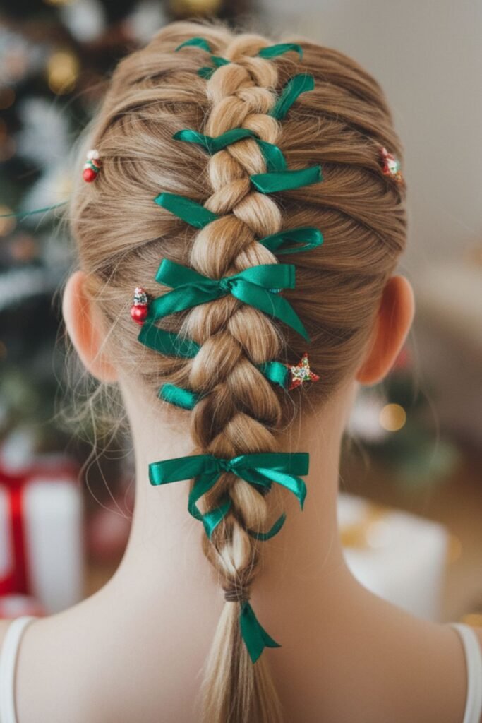 Festive Green Tree Braids