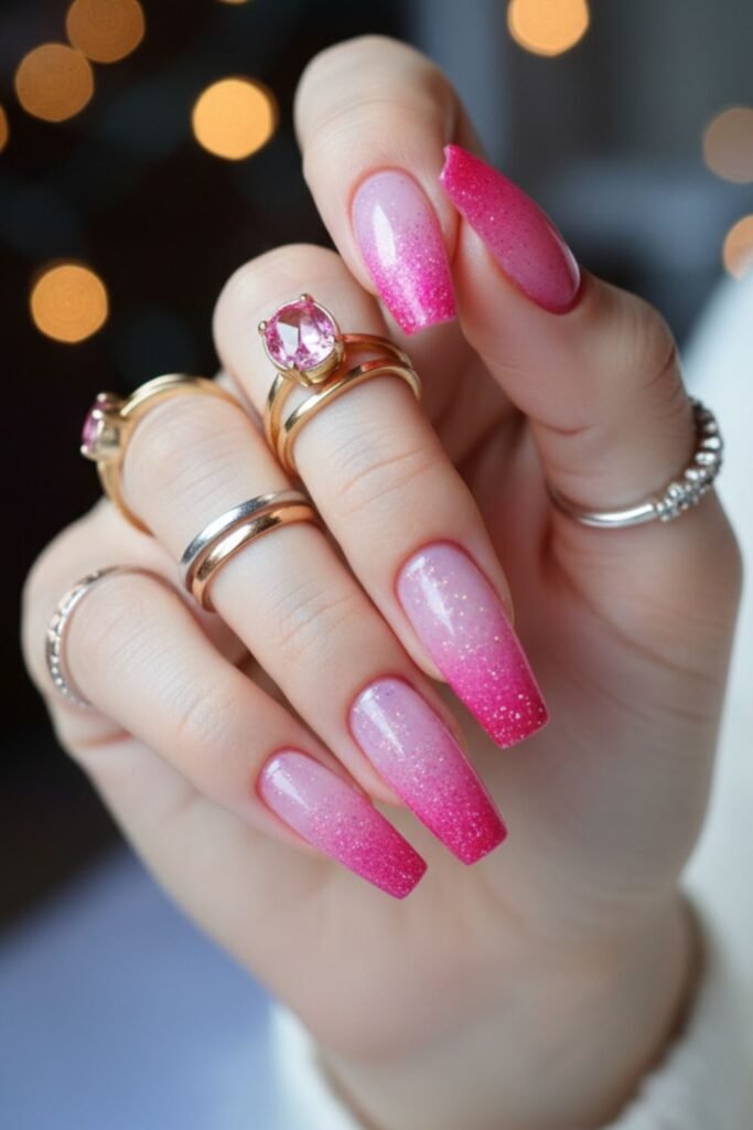 Glitter Ombre Barbie Nails