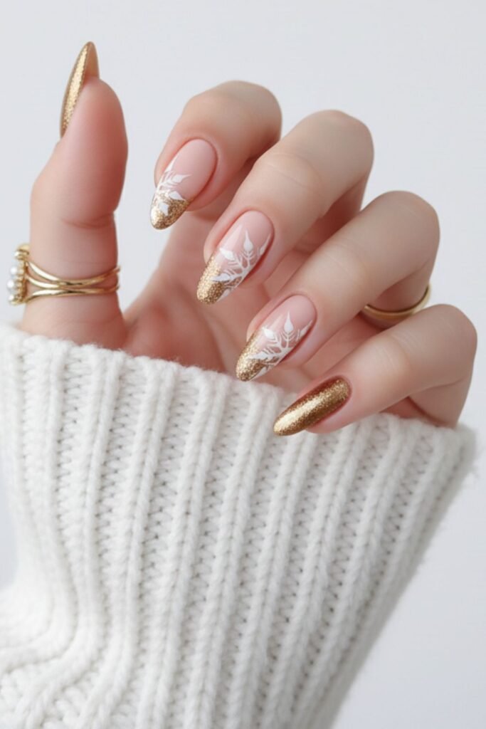Gold Foil Christmas Nails