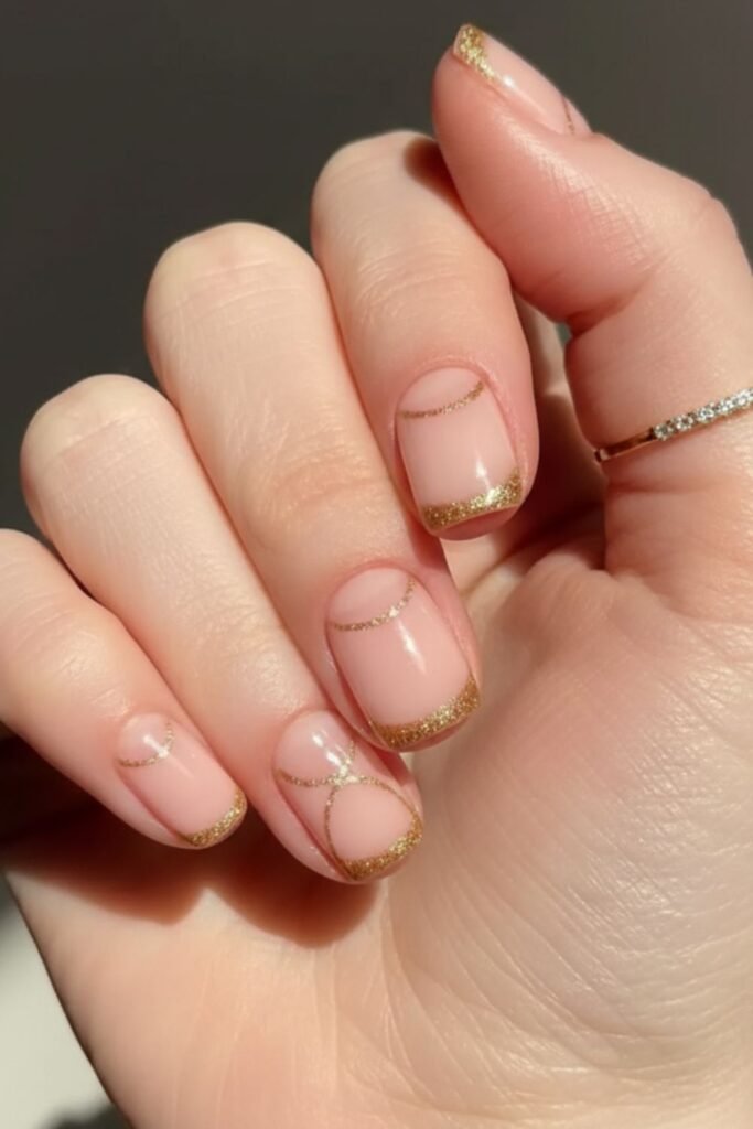 Gold Glitter Double French