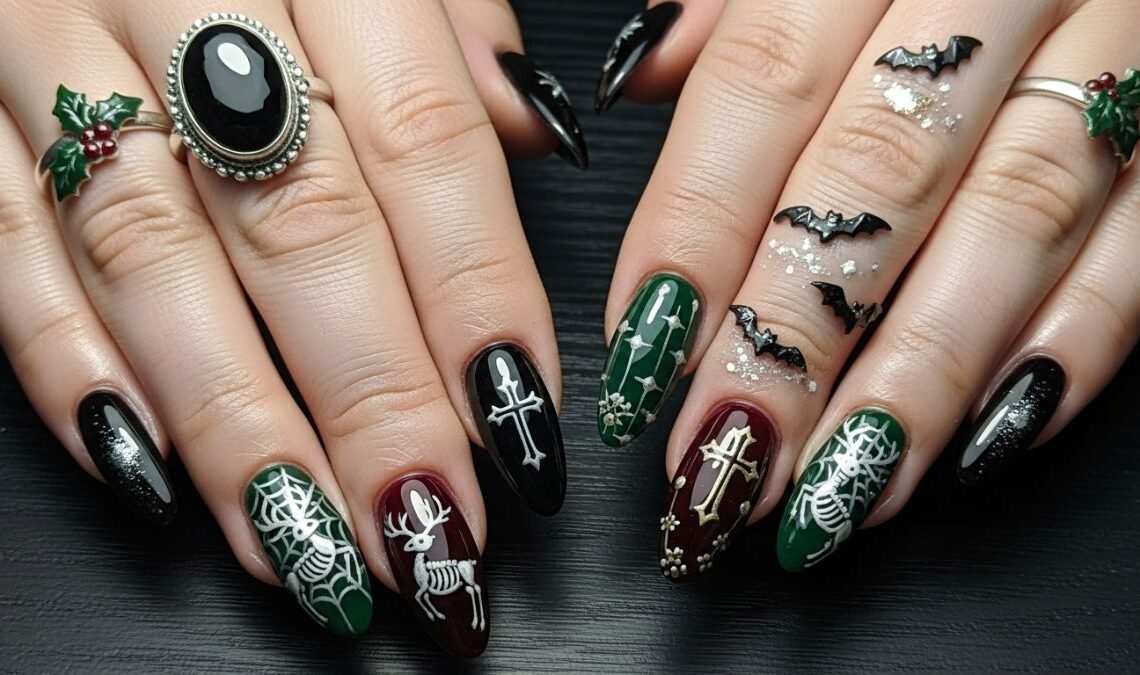 Goth Christmas Nails