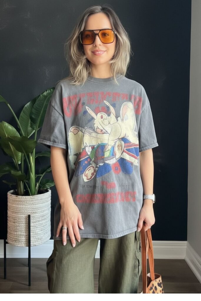 Green Linen Pants With Graphic Tee