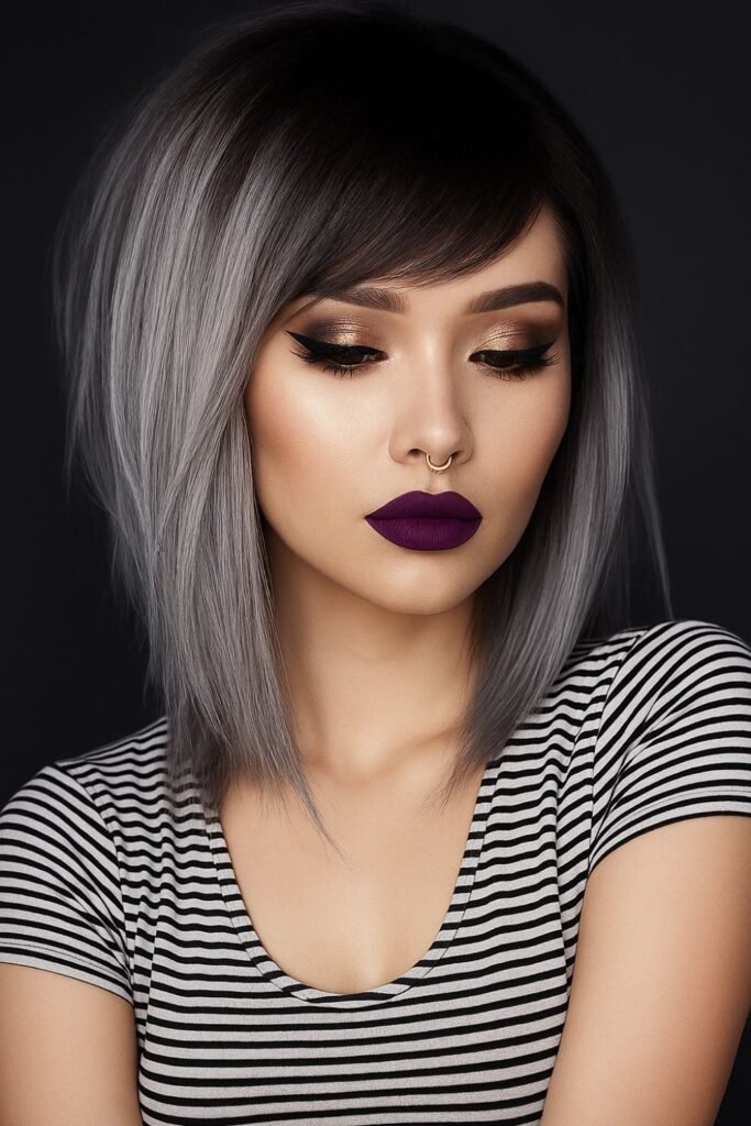 Grown Out Gray Emo Hair