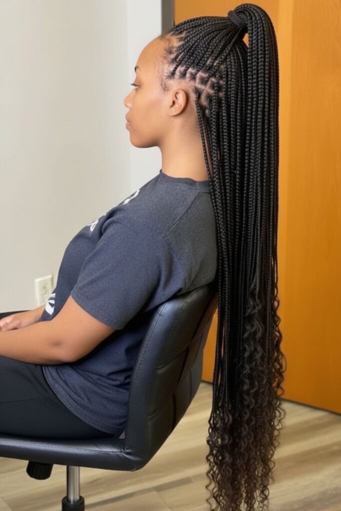 Knotless Box Braids with Curly Ends