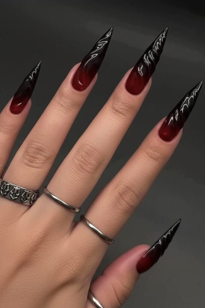 Matte Burgundy Gothic Nails