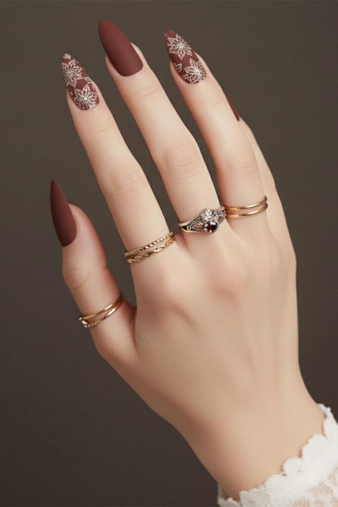 Matte Burgundy Nails