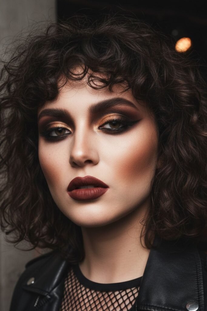 Matte Dark Brown Grunge Makeup Look