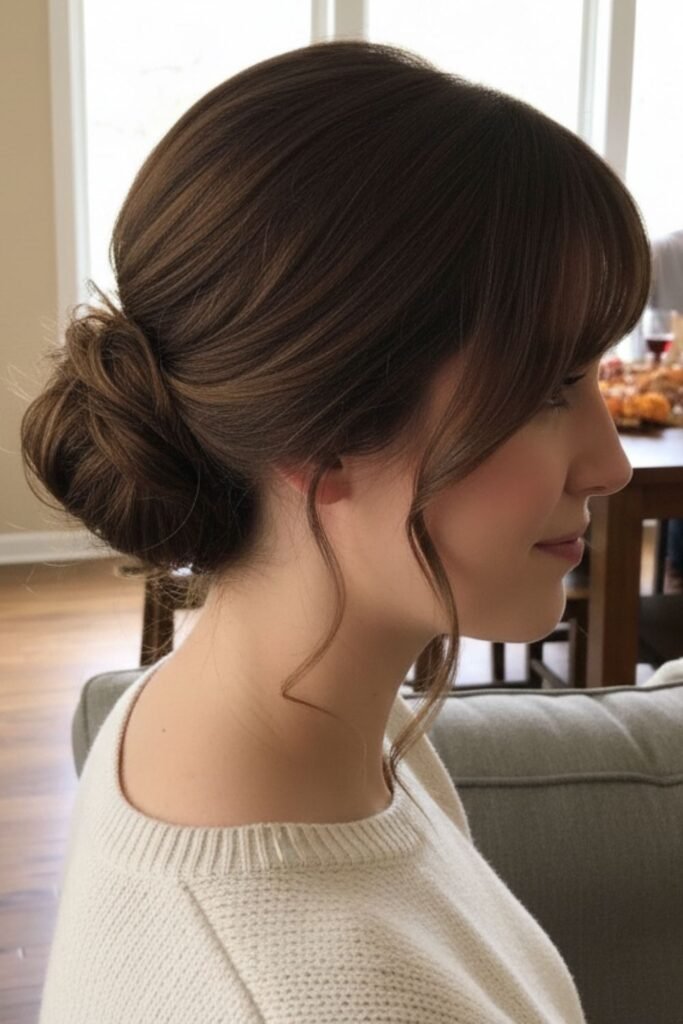 Messy Bun With Side Bangs